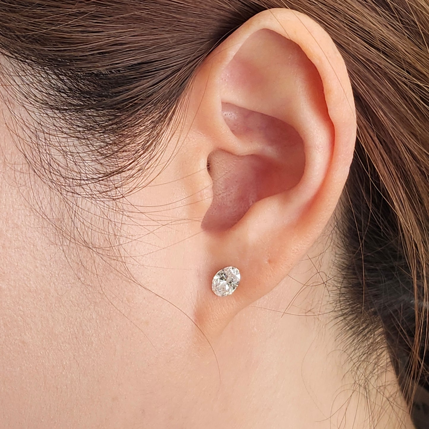 Oval Lab Diamond Solitaire Invisible Setting Earrings - 14K Gold  Invisible Set Diamond Solitaire Earring- Anniversary gift