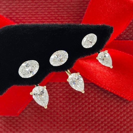 Oval Lab Diamond Solitaire Invisible Setting Earrings - 14K Gold  Invisible Set Diamond Solitaire Earring- Anniversary gift