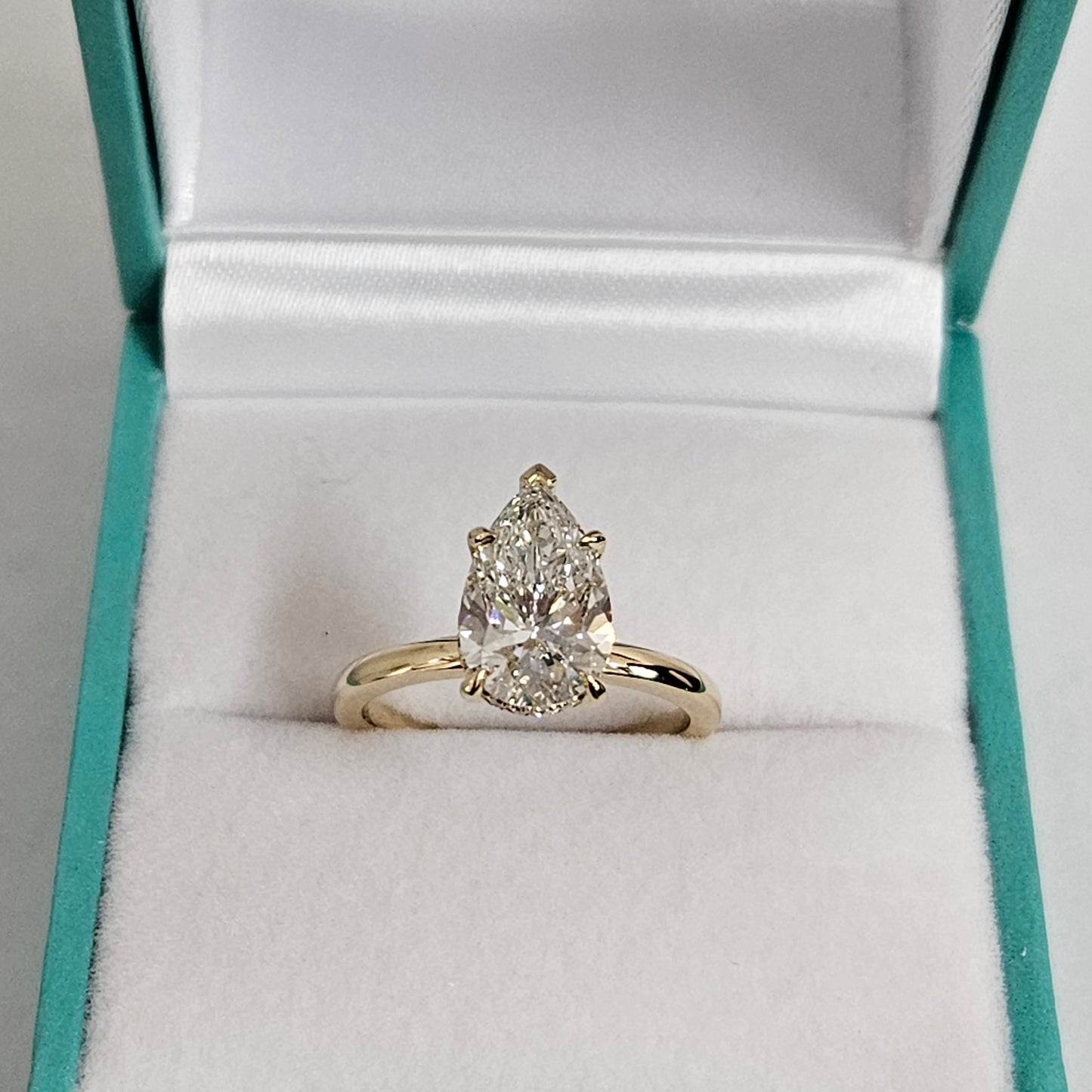 Pear Diamond Engagement Ring /Hidden Halo Band lGl Certified Amazing Brilliant Solitaire Ring/Pear Diamond Ring/Anniversary gift