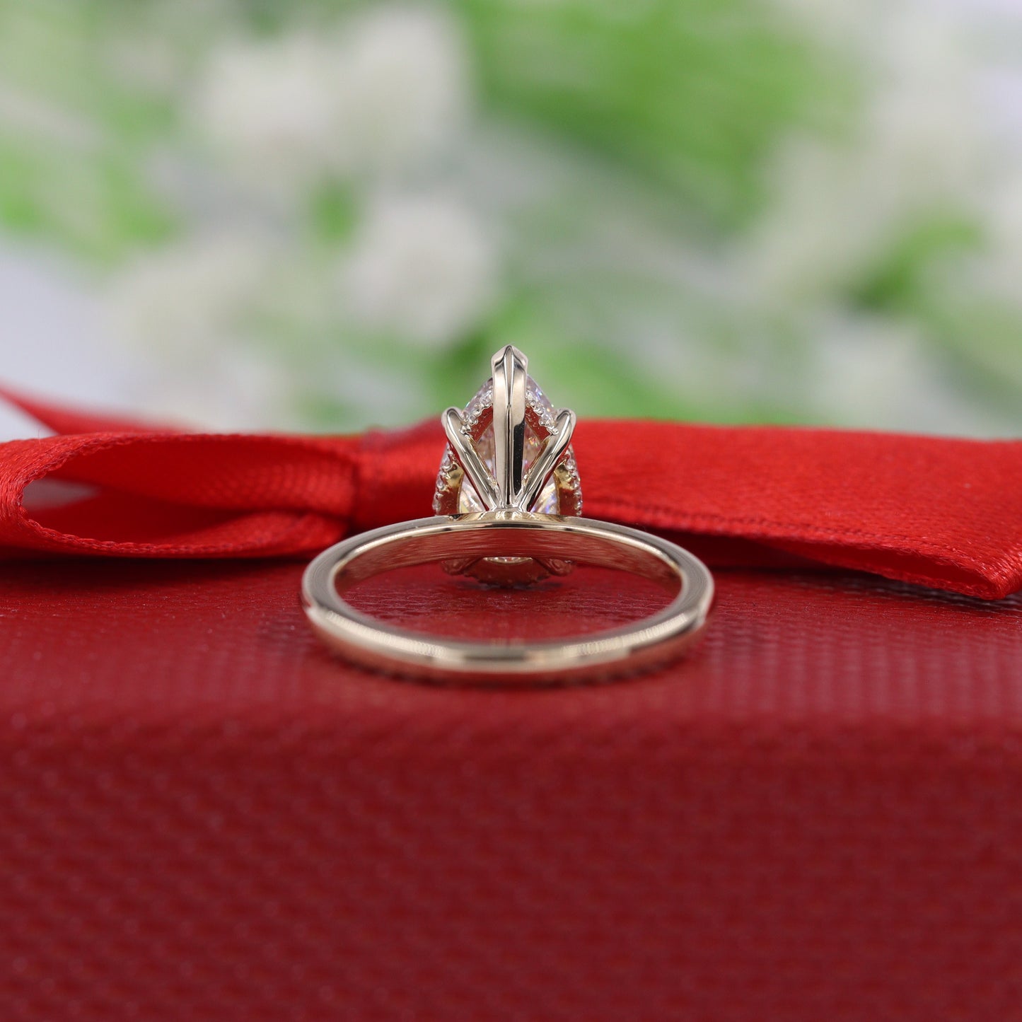 Pear Diamond Engagement Ring /Hidden Halo Band lGl Certified Amazing Brilliant Solitaire Ring/Pear Diamond Ring/Anniversary gift