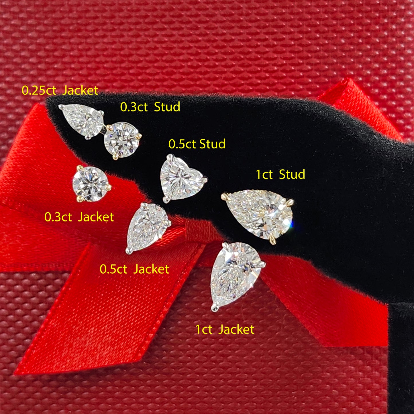 Pear Lab Diamond Jacket Earring/ Three Prong Diamond Jacket Earring/ Jacket earring only / Single or Pair Jacket Earring/ Anniversary gift