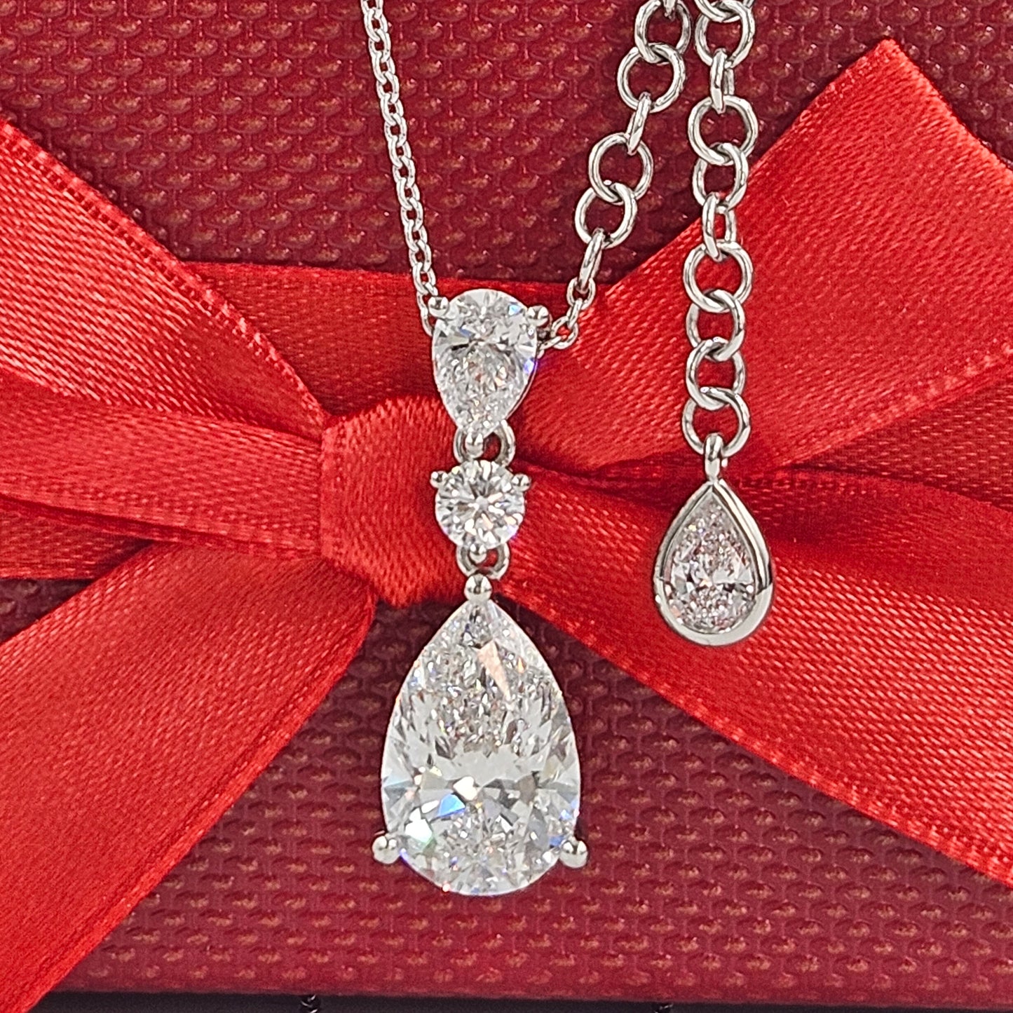 Pear Lab Grown Diamond Pendant/Lab Grown Diamond Total 5.6ct Necklace/14K 18K Gold Platinum Pear Shaped Diamond Pendant/Anniversary Gift