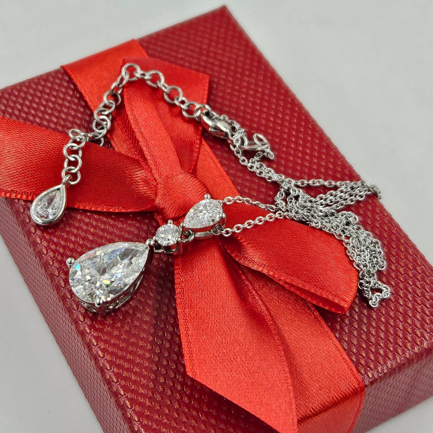 Pear Lab Grown Diamond Pendant/Lab Grown Diamond Total 5.6ct Necklace/14K 18K Gold Platinum Pear Shaped Diamond Pendant/Anniversary Gift