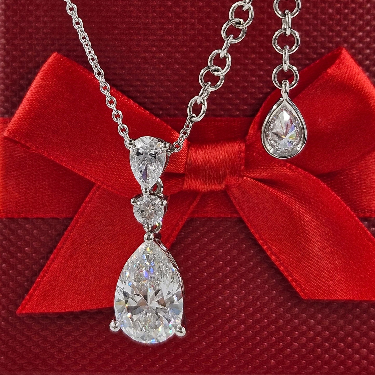 Pear Lab Grown Diamond Pendant/Lab Grown Diamond Total 5.6ct Necklace/14K 18K Gold Platinum Pear Shaped Diamond Pendant/Anniversary Gift