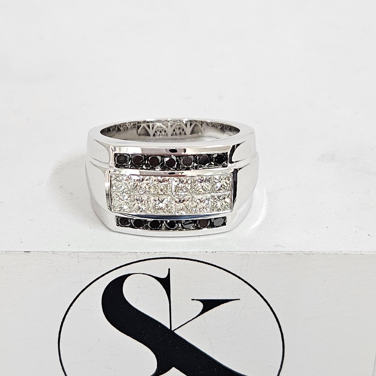 Princess Cut Diamond Invisible Set  Men's Ring/Diamond Invisible Set Wedding Band/14K 18K gold Men's Diamond Ring/Anniversary gift