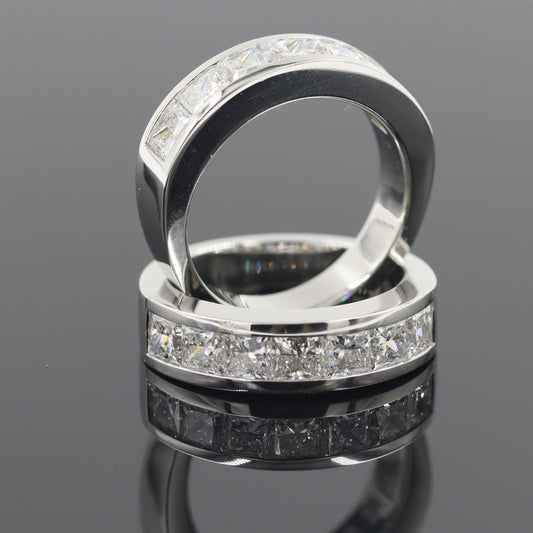 Princess Cut Lab Grown Diamond Man's Ring: Platinum Wedding Ring - Anniversary gift