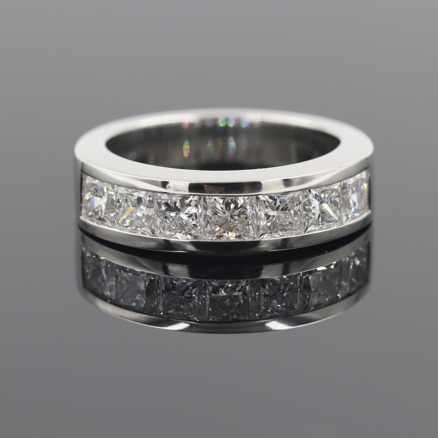 Princess Cut Lab Grown Diamond Man's Ring: Platinum Wedding Ring - Anniversary gift