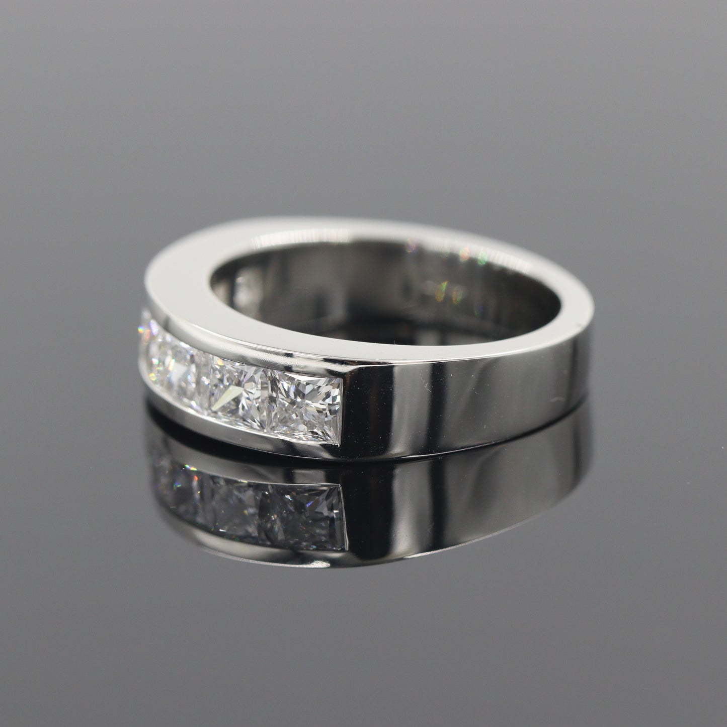 Princess Cut Lab Grown Diamond Man's Ring: Platinum Wedding Ring - Anniversary gift