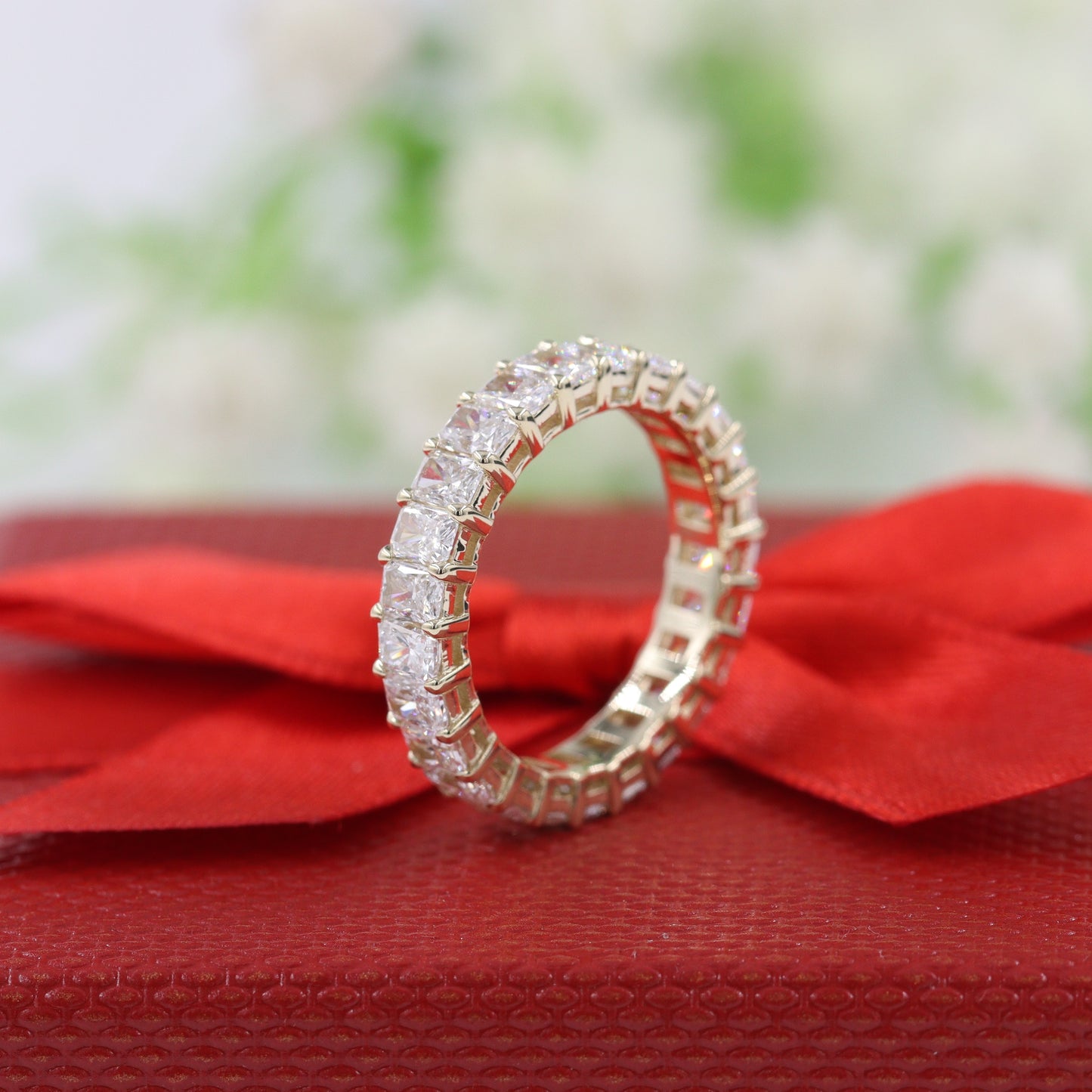 Radiant Cut 3.5ct Diamond Wedding Band/Full Eternity Wedding Ring/Stackable Natural Diamond Band/Radiant Cut Full Eternity Diamond Band