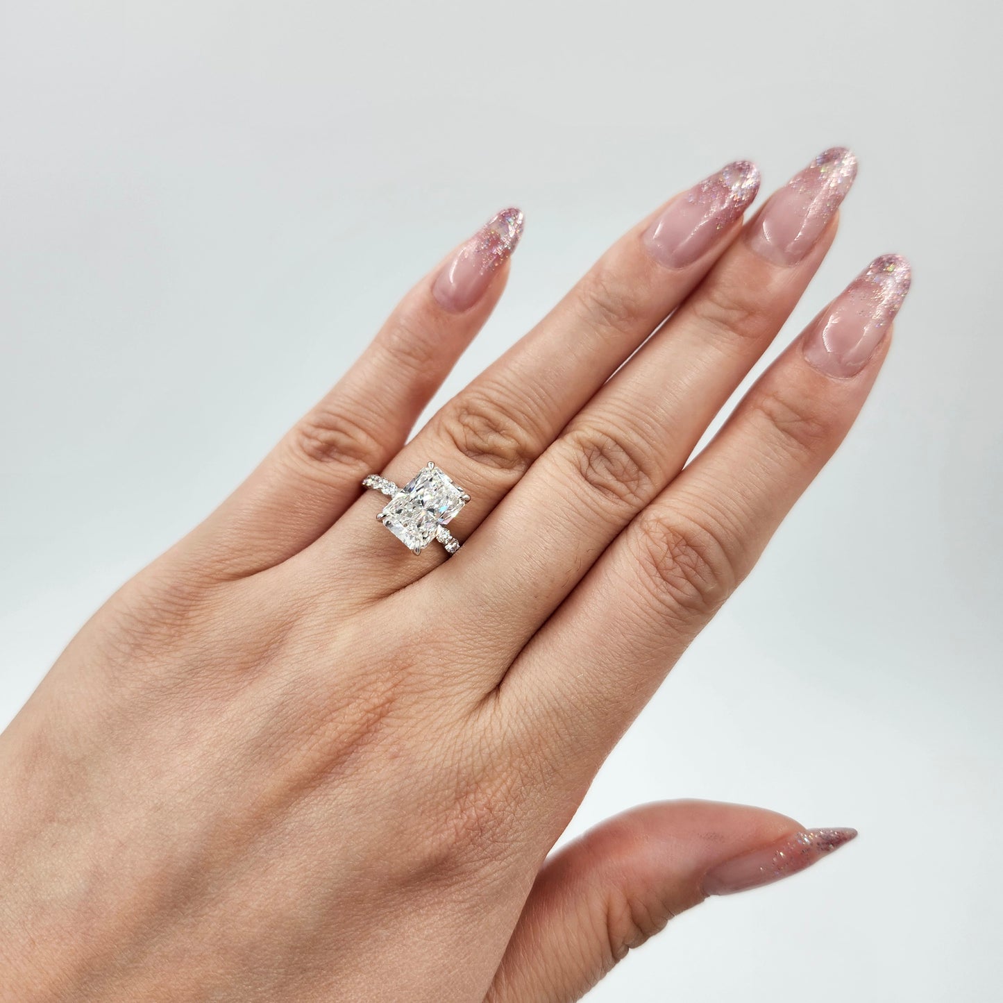 Radiant Cut 3.5ct IGI Certified Lab diamond Ring/14K ,18K gold Radiant Cut Diamond Engagement Ring/Stackable diamond Ring/Anniversary gift