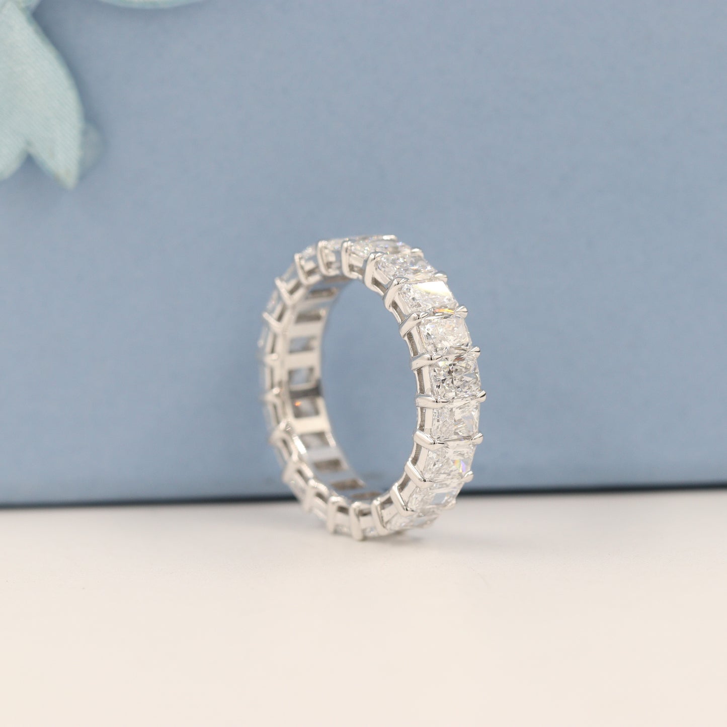 Radiant Cut 4.35ct Diamond Wedding Band/Full Eternity Wedding Ring/Stackable Eternity Diamond Band/Radiant Cut Full Eternity Diamond Band