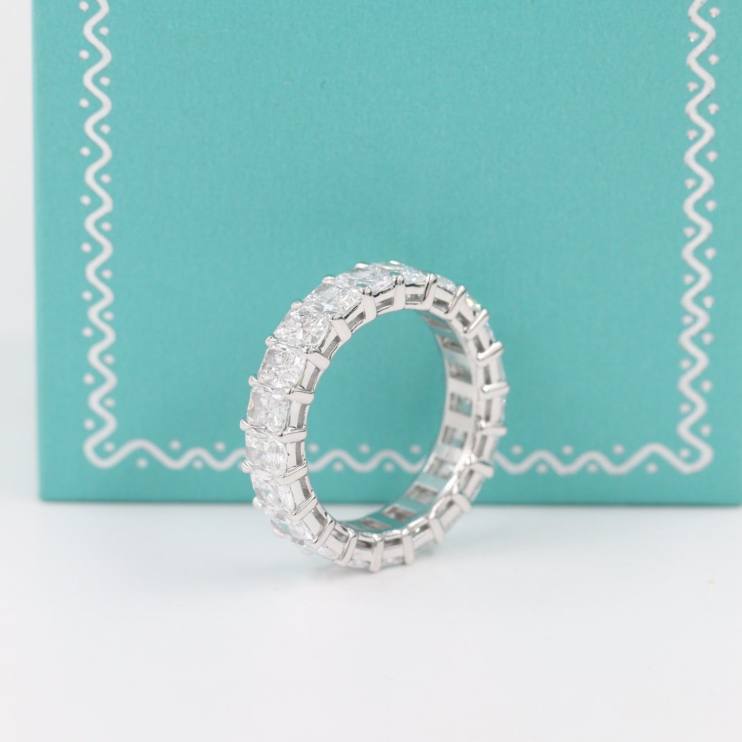 Radiant Cut 4.35ct Diamond Wedding Band/Full Eternity Wedding Ring/Stackable Eternity Diamond Band/Radiant Cut Full Eternity Diamond Band