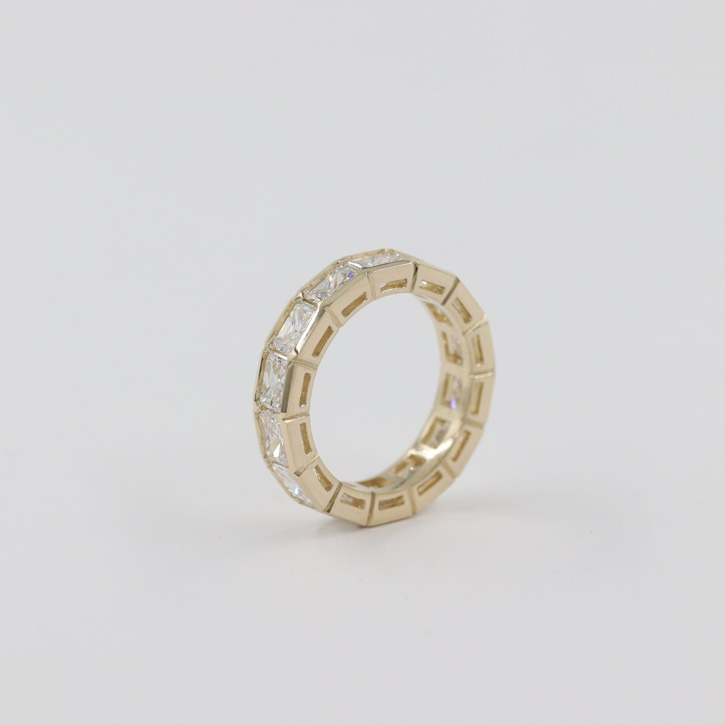 Radiant Cut Diamond Bezel Setting Full Eternity Band/Stackable  Radiant Cut Lab Grown Diamond Band / Anniversary Ring/Stackable Diamond Ring