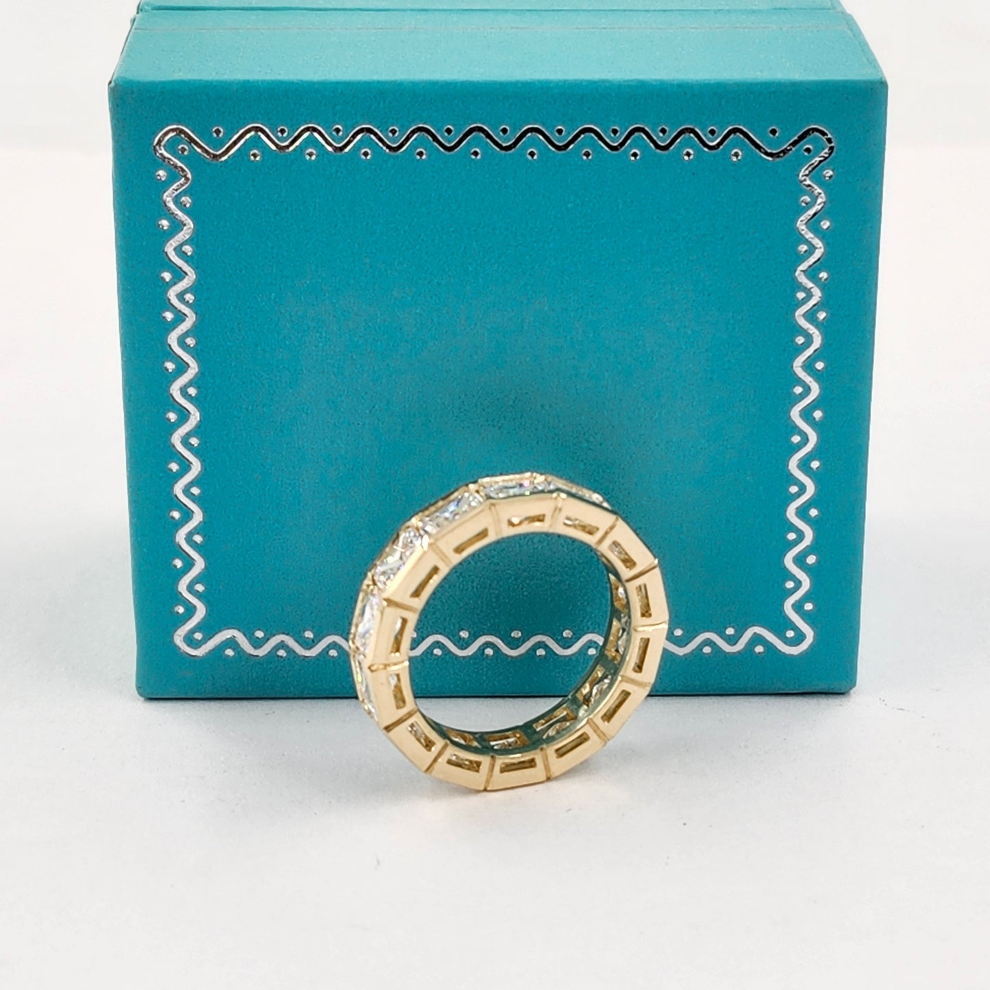 Radiant Cut Diamond Bezel Setting Full Eternity Band/Stackable  Radiant Cut Lab Grown Diamond Band / Anniversary Ring/Stackable Diamond Ring