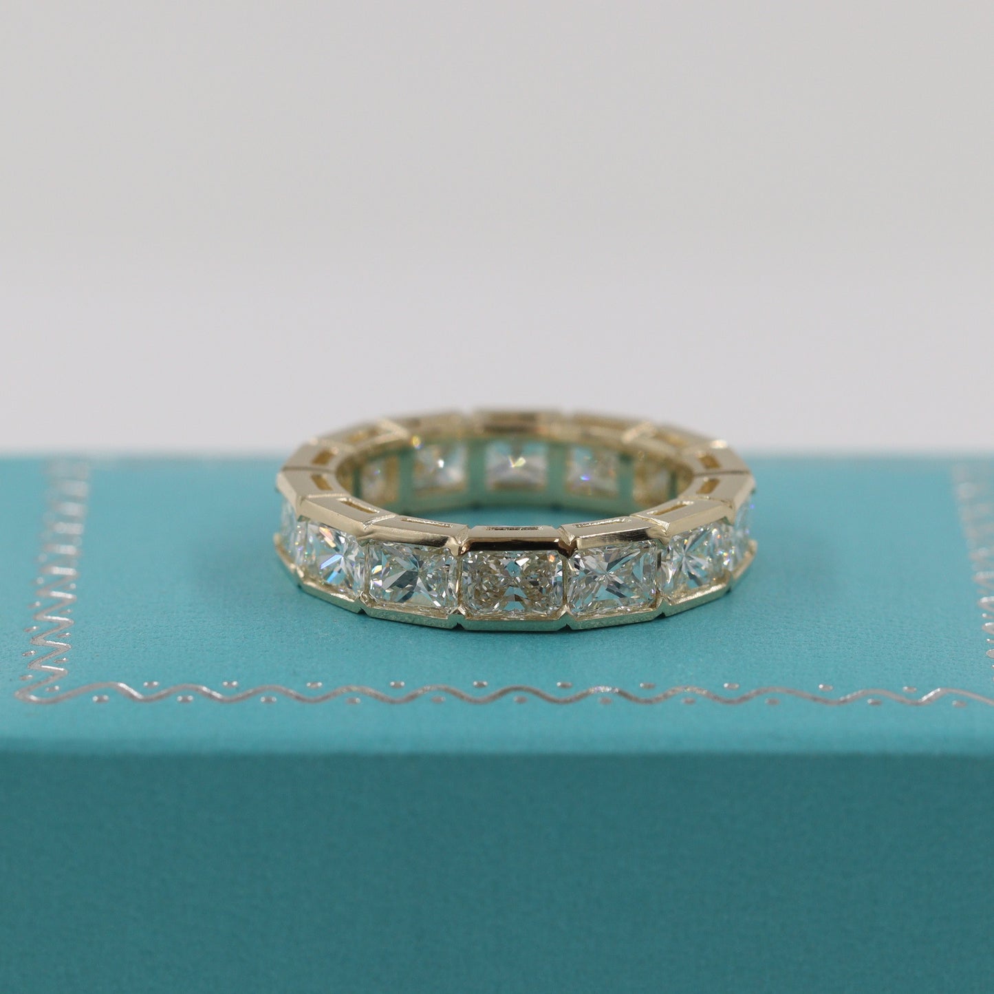 Radiant Cut Diamond Bezel Setting Full Eternity Band/Stackable  Radiant Cut Lab Grown Diamond Band / Anniversary Ring/Stackable Diamond Ring