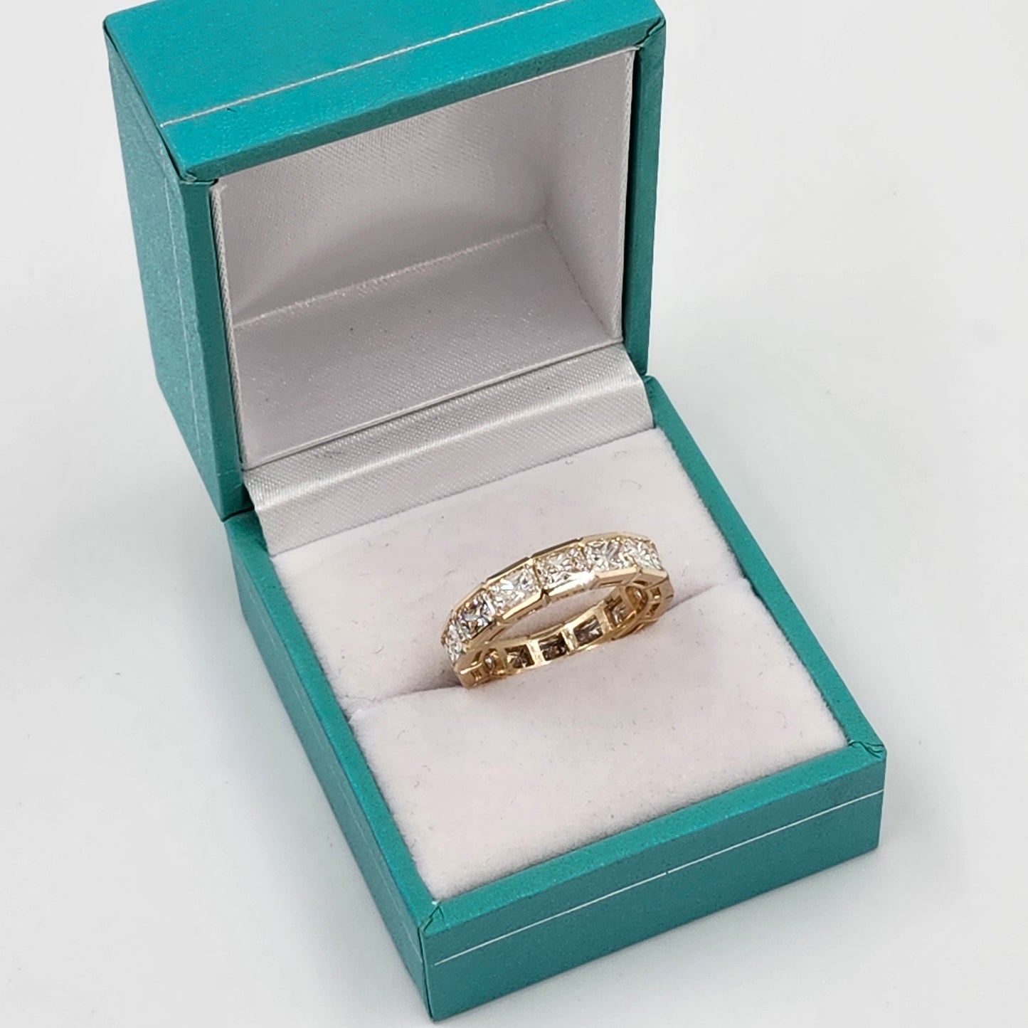 Radiant Cut Diamond Bezel Setting Full Eternity Band/Stackable  Radiant Cut Lab Grown Diamond Band / Anniversary Ring/Stackable Diamond Ring