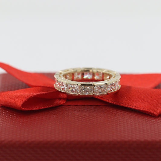 Radiant Cut Diamond Bezel Setting Full Eternity Band/Stackable  Radiant Cut Lab Grown Diamond Band / Anniversary Ring/Stackable Diamond Ring
