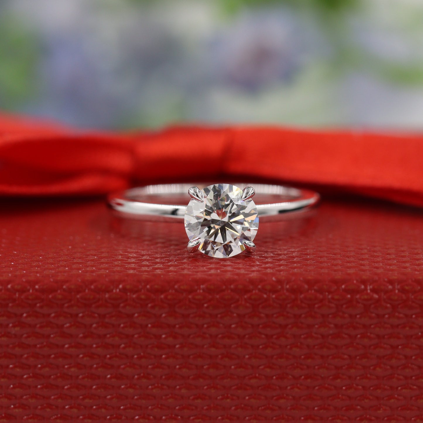 Round Diamond Engagement Ring /Platinum Hidden Halo Band 1ct IGI Certified Amazing Brilliant Solitaire Ring/Anniversary gift