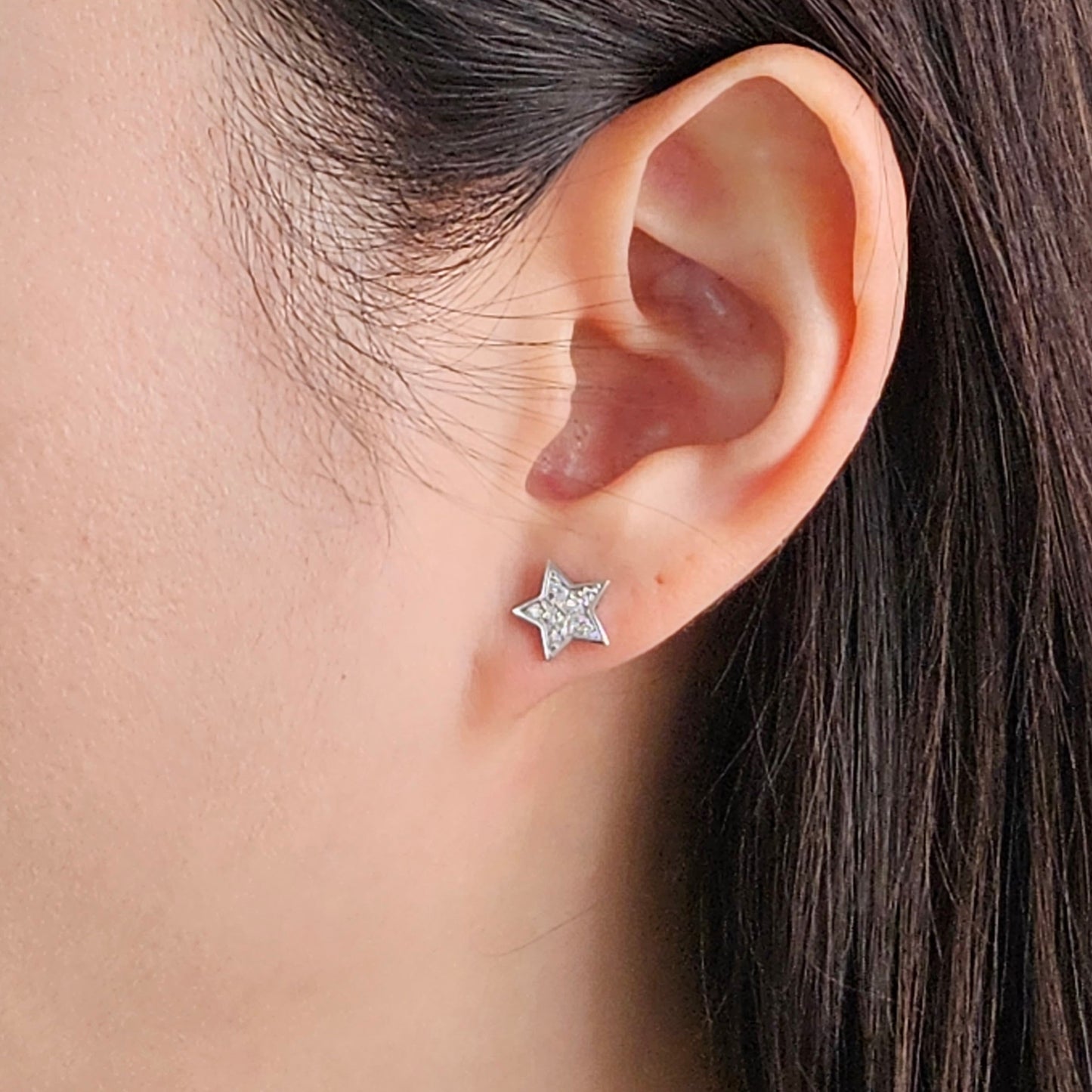 Natural Diamond Star Earrings/ Star Diamond Stud Earrings/Platinum,14K,18K gold Diamond Star Earrings/ Anniversary gift