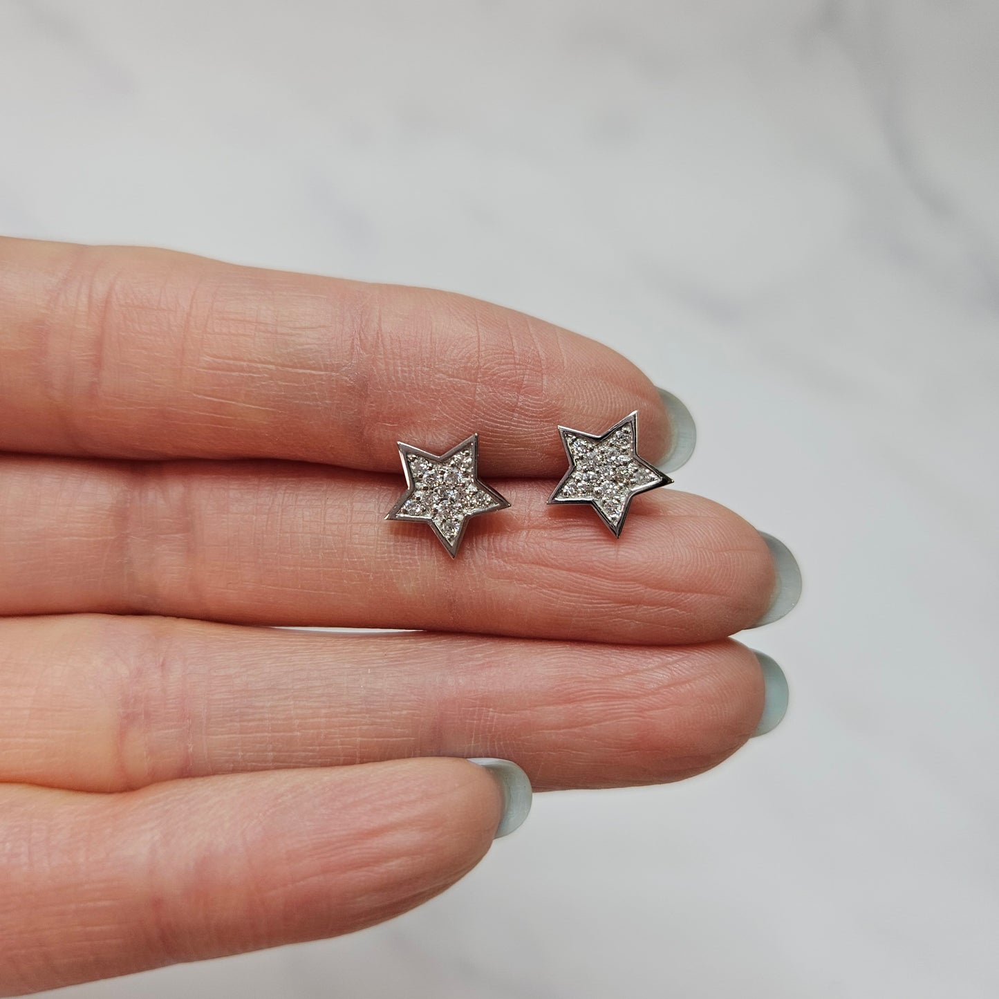Diamond Star Earrings/ Star Stud Earrings/ 100% Natural Diamonds Star Earrings/ Anniversary gift