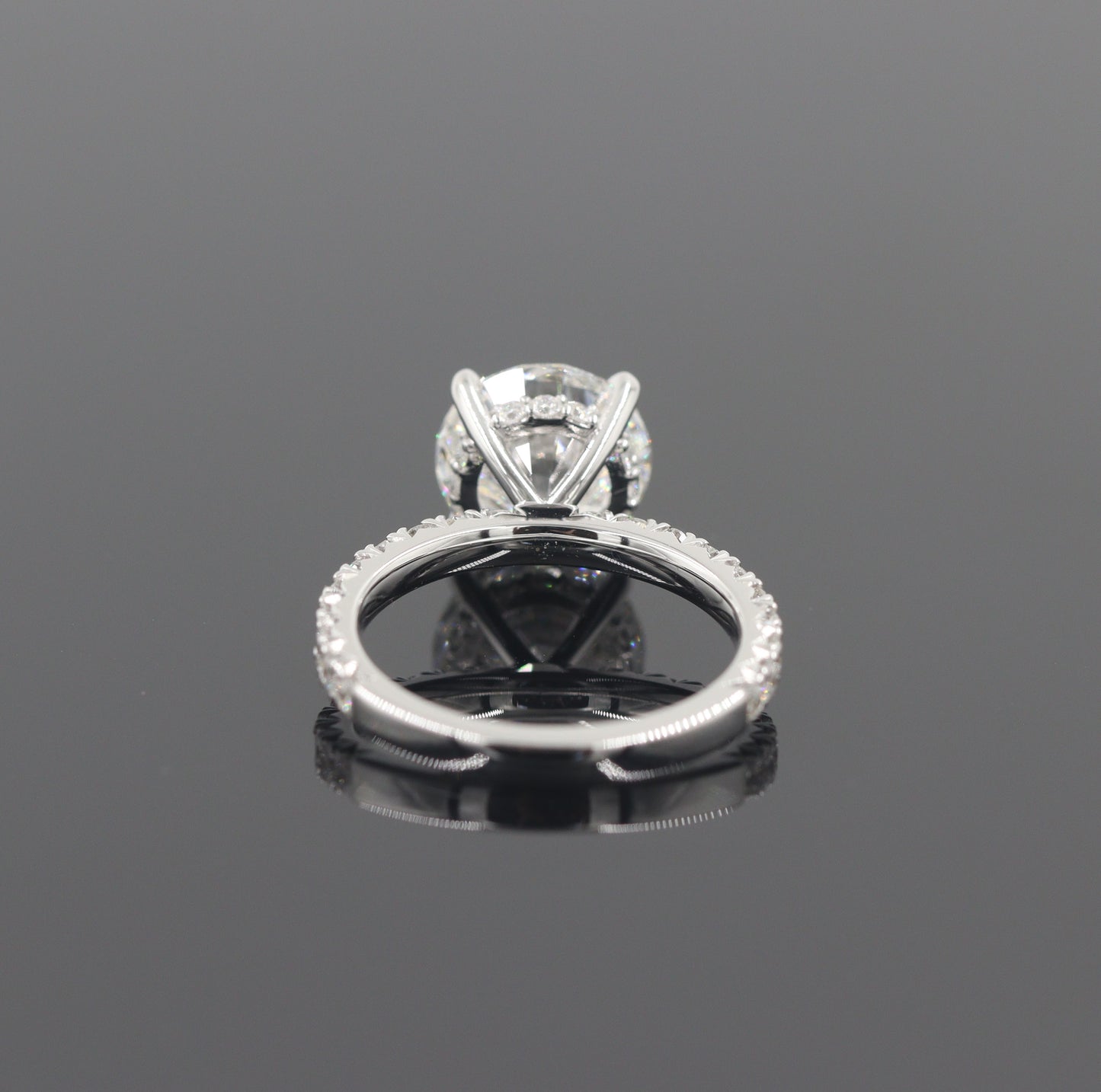 Round Lab diamond Engagement Ring/Platinum,14K,18K gold IGI 3ct French Pave Diamond Engagement Ring/Stackable diamond Ring/Anniversary gift