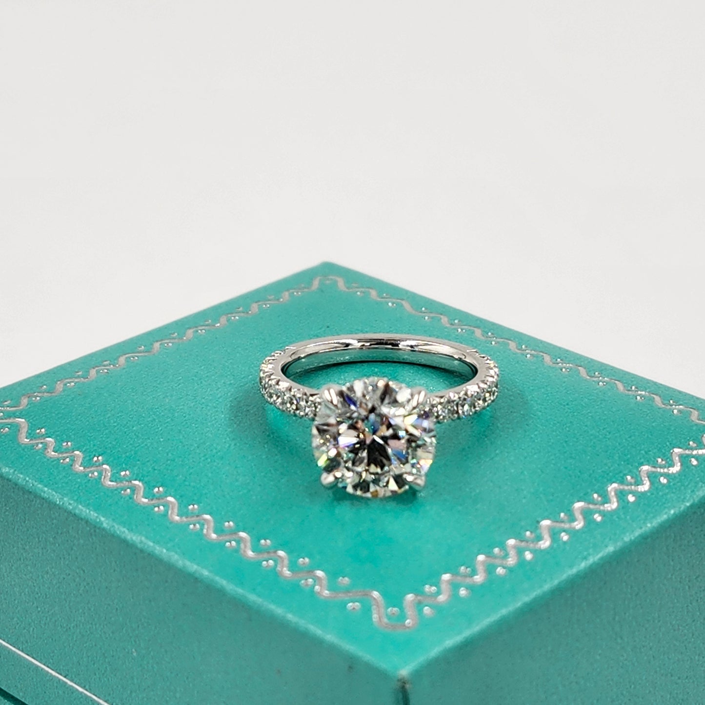 Round Lab diamond Engagement Ring/Platinum,14K,18K gold IGI 3ct French Pave Diamond Engagement Ring/Stackable diamond Ring/Anniversary gift