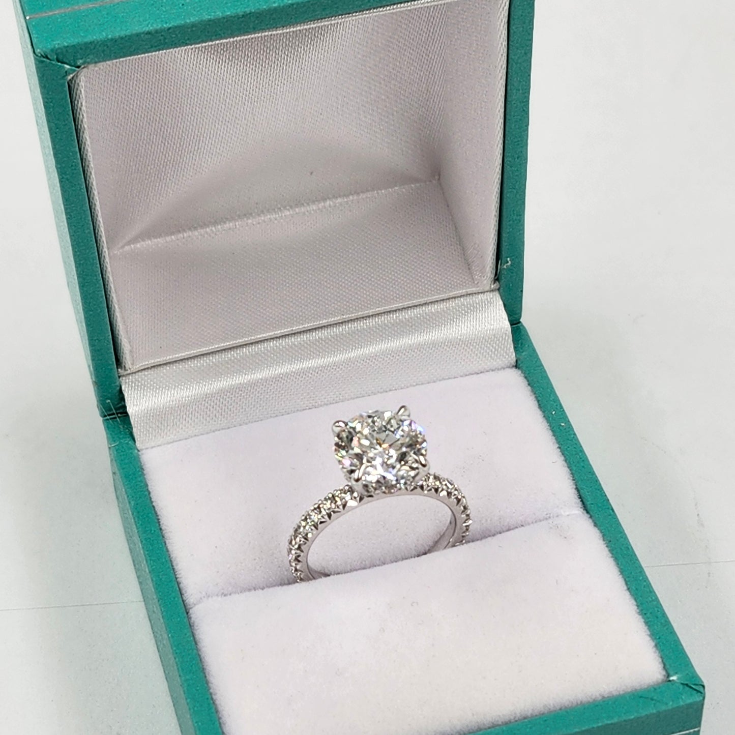 Round Lab diamond Engagement Ring/Platinum,14K,18K gold IGI 3ct French Pave Diamond Engagement Ring/Stackable diamond Ring/Anniversary gift