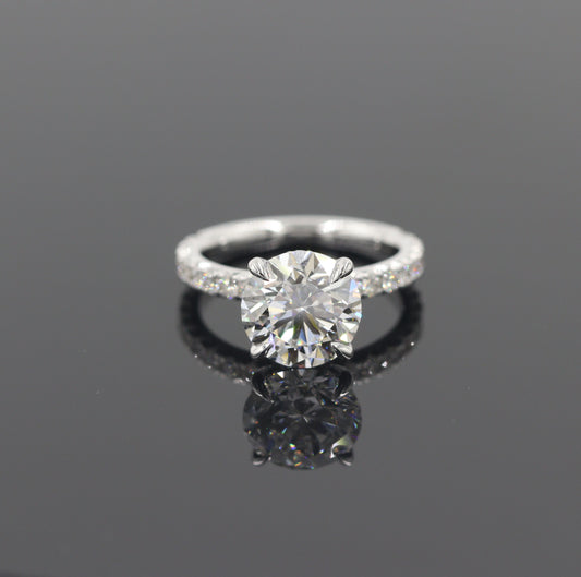 Round Lab diamond Engagement Ring/Platinum,14K,18K gold IGI 3ct French Pave Diamond Engagement Ring/Stackable diamond Ring/Anniversary gift