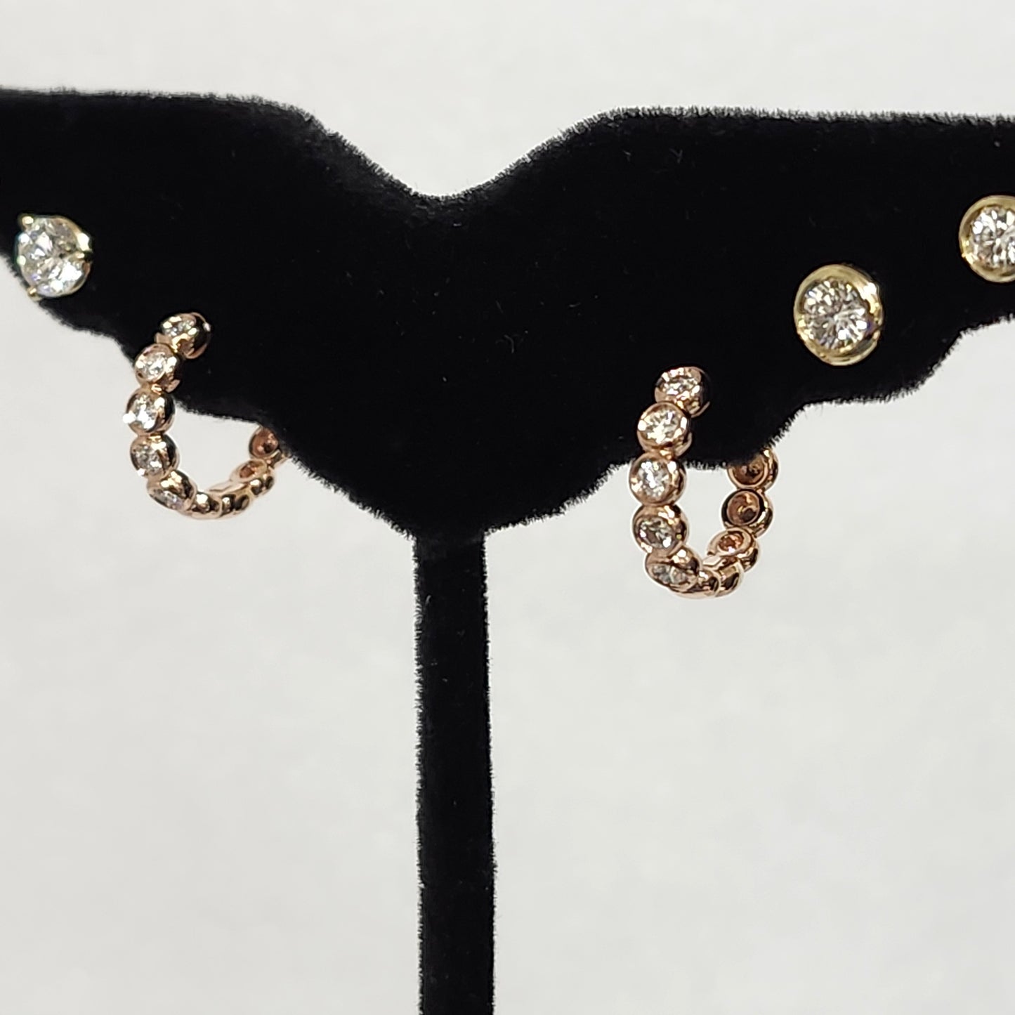 Round Diamond Bezel Hoop Earring/Natural Diamond Huggies Bezel Hoop Earring/14K gold ,18K gold Hoop Diamond Earring/Anniversary gift