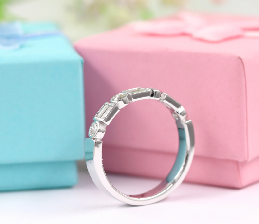 14k Gold Diamond Baguette Diamond Ring/ Diamond Wedding Ring/ Anniversary Ring/ Bezel Set Baguette Diamond Wedding Band