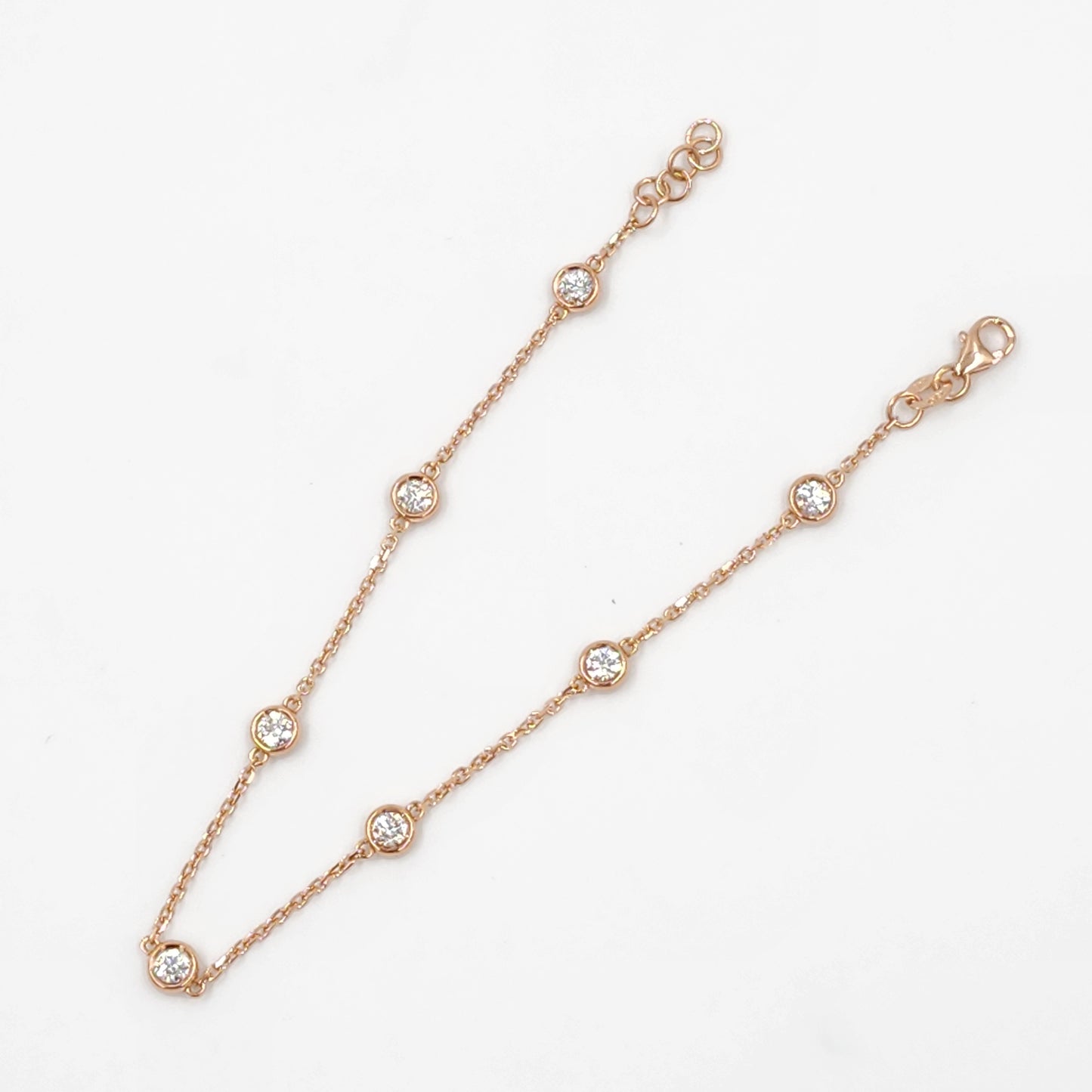 Seven Diamonds Total 0.7ct Bracelet/14K gold,18K gold 7 Bezel Natural Diamond Bracelet/Diamond Bracelet/Minimalist Bracelet/Anniversary gift