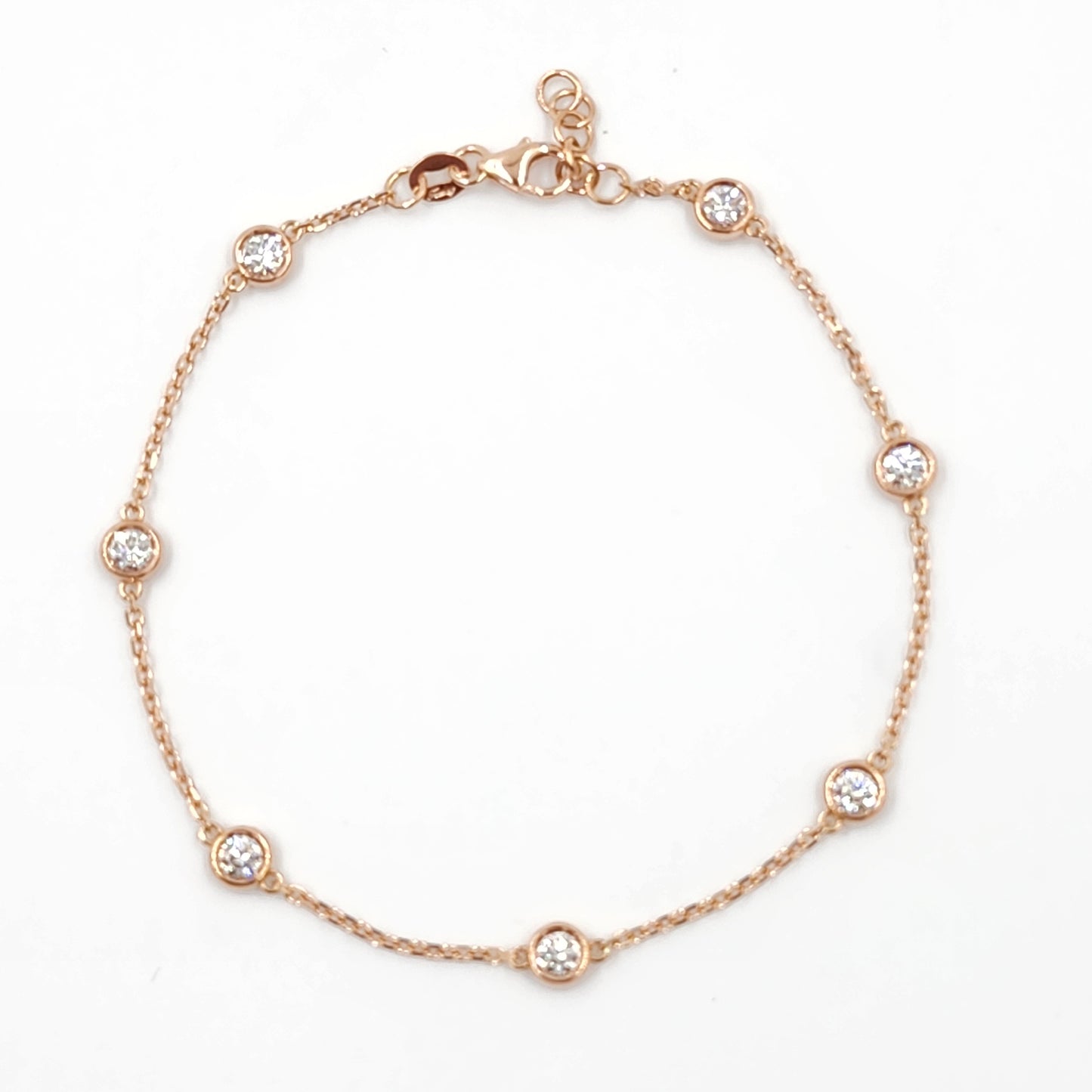 Seven Diamonds Total 0.7ct Bracelet/14K gold,18K gold 7 Bezel Natural Diamond Bracelet/Diamond Bracelet/Minimalist Bracelet/Anniversary gift