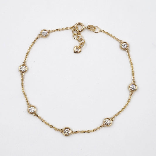 Seven Diamonds Total 0.7ct Bracelet/14K gold,18K gold 7 Bezel Natural Diamond Bracelet/Diamond Bracelet/Minimalist Bracelet/Anniversary gift