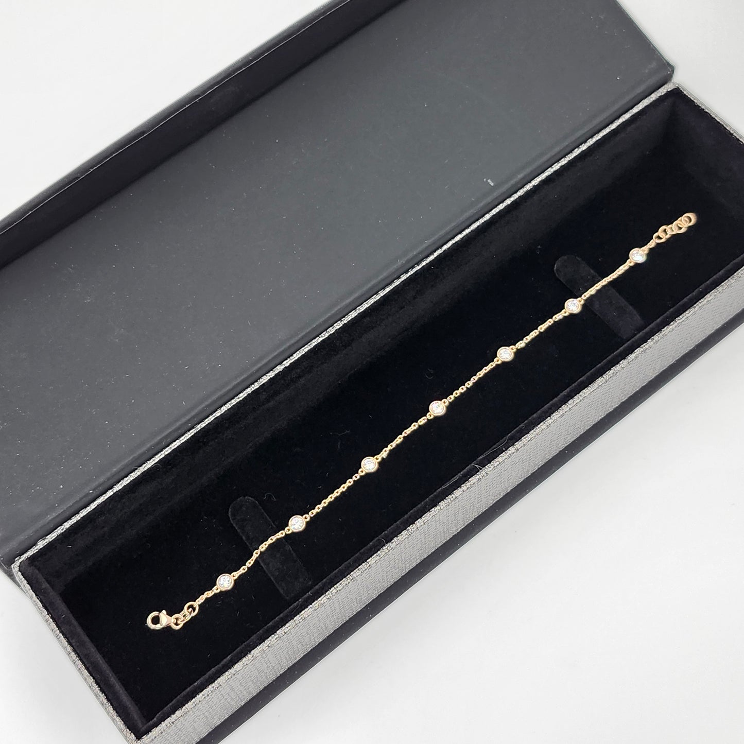 Seven Diamonds Total 0.7ct Bracelet/14K gold,18K gold 7 Bezel Natural Diamond Bracelet/Diamond Bracelet/Minimalist Bracelet/Anniversary gift