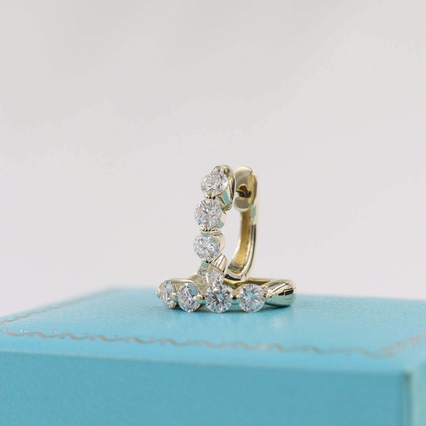 Single Prong Lab Diamond Hoop Earrings/14K,18K gold Four Diamond Single Prong Hoop Earrings/ Single ,Pair Hoop Earring/Anniversary gift