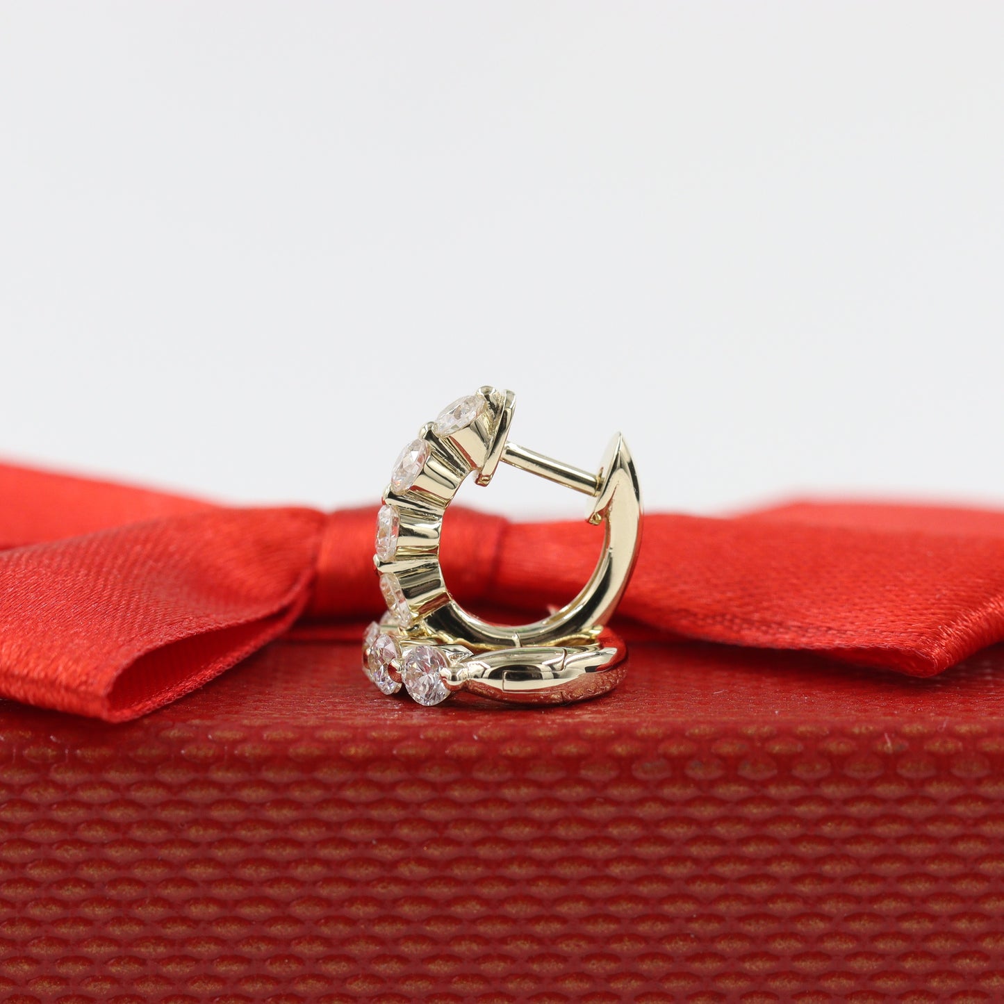 Single Prong Lab Diamond Hoop Earrings/14K,18K gold Four Diamond Single Prong Hoop Earrings/ Single ,Pair Hoop Earring/Anniversary gift