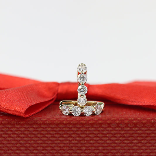 Single Prong Lab Diamond Hoop Earrings/14K,18K gold Four Diamond Single Prong Hoop Earrings/ Single ,Pair Hoop Earring/Anniversary gift