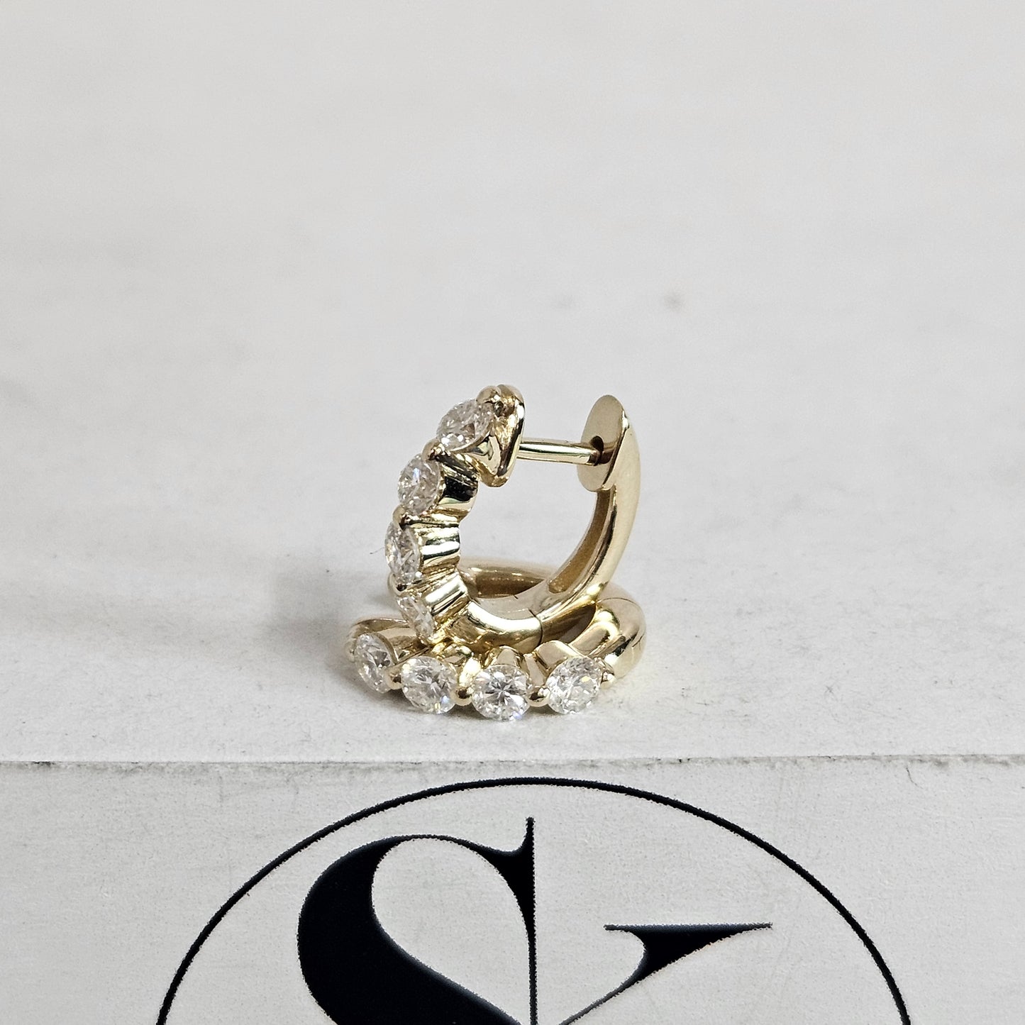 Single Prong Lab Diamond Hoop Earrings/14K,18K gold Four Diamond Single Prong Hoop Earrings/ Single ,Pair Hoop Earring/Anniversary gift