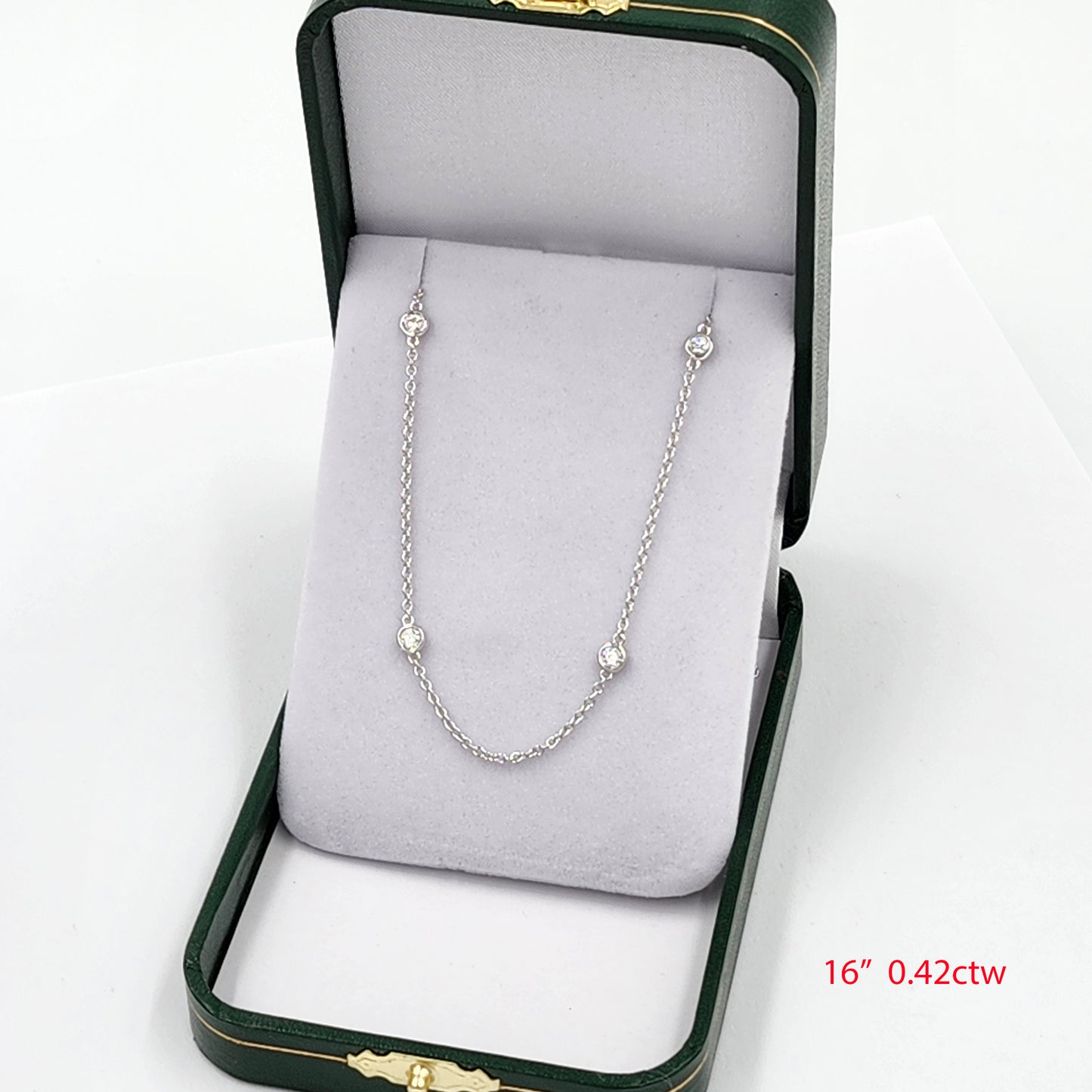 Six Natural Diamonds Bezel By The Yard Necklace/14K gold 6 Natural Diamonds Necklace/Diamond Wedding Necklace/Anniversary Gift