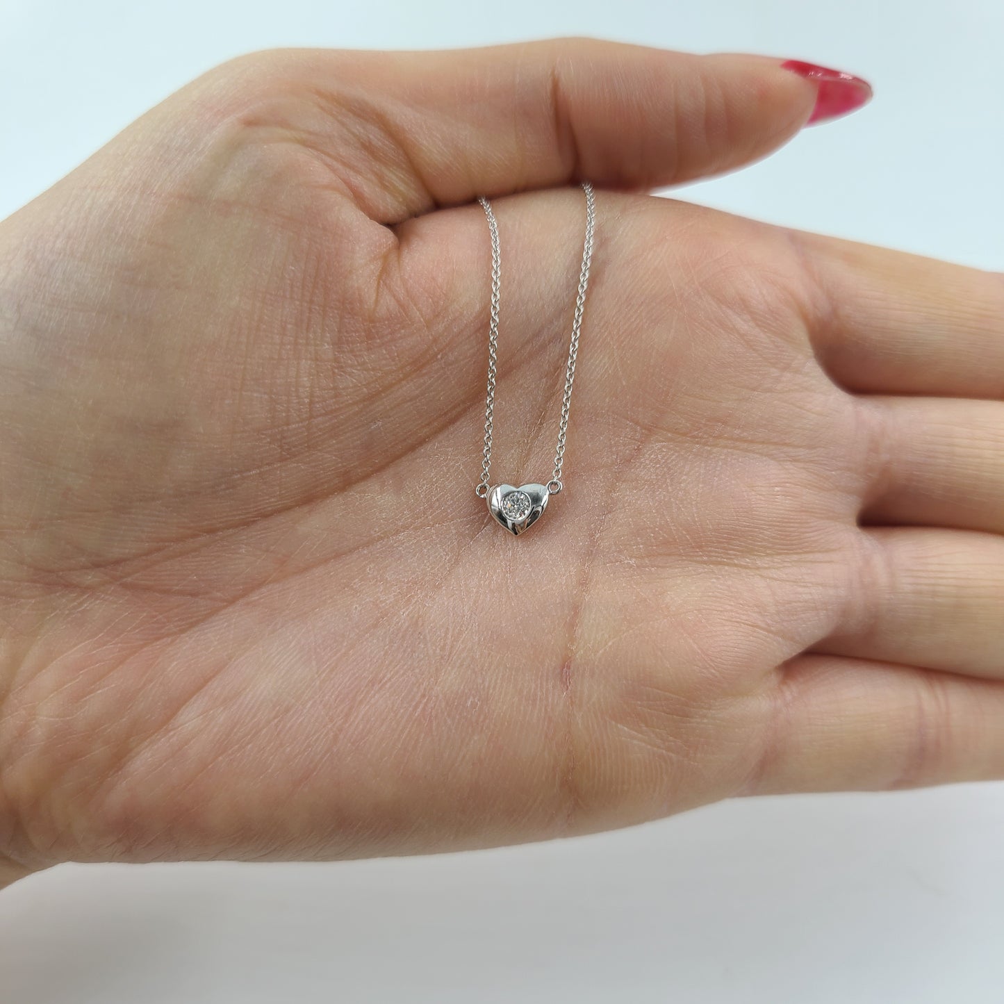 Solid Heart Pendant/14K Solid Gold Diamond Bezel Necklace/ Unique Simple Necklace/Diamond Necklace/Anniversary Gift/Gift for Her