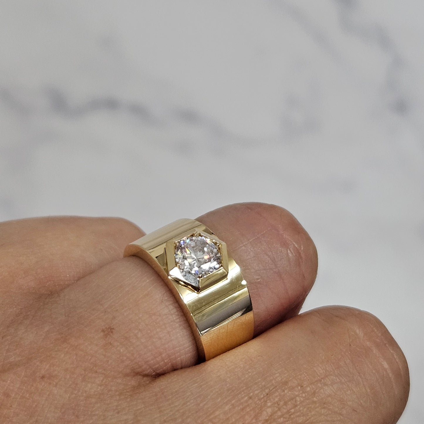 Solitaire 1.2ct Diamond Men's Ring/  Men's Lab Diamond Ring /14K,18K gold  Lab Diamond Wedding Ring/Anniversary gift