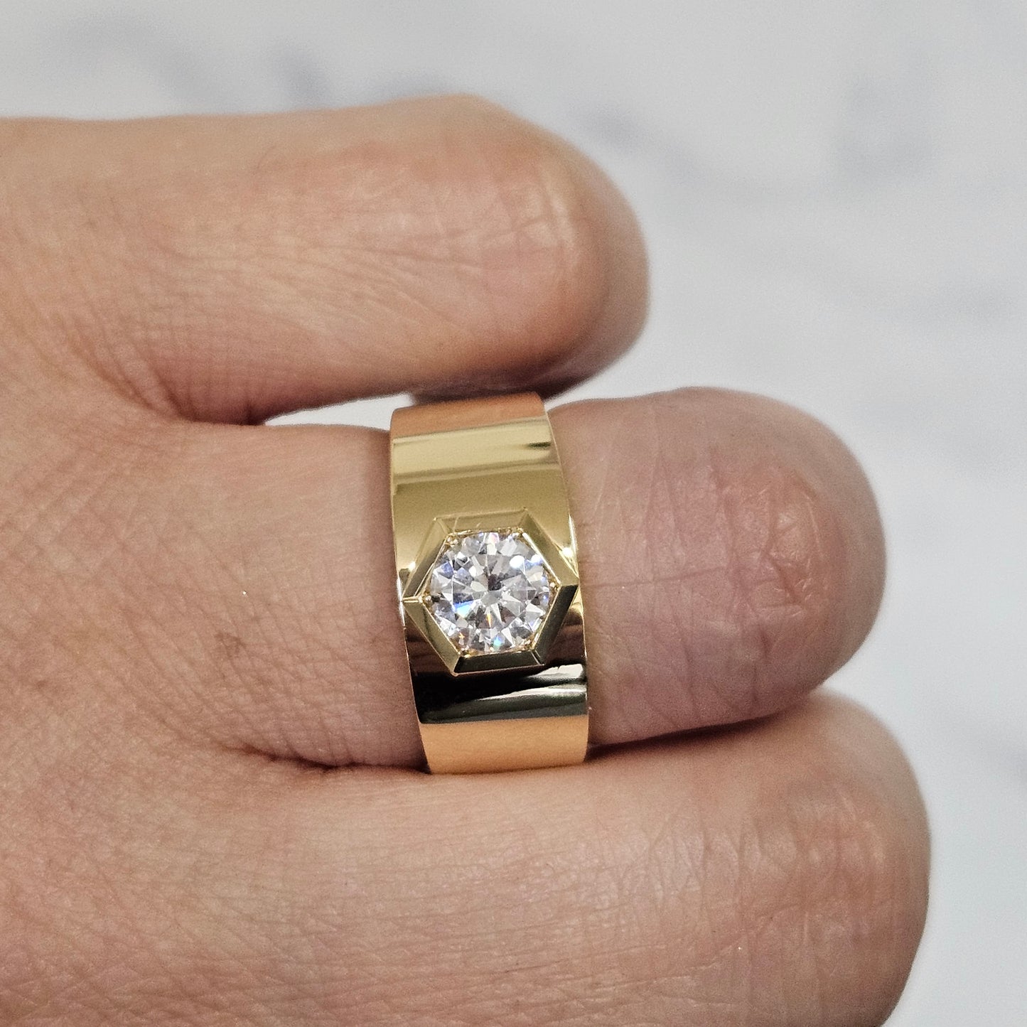 Solitaire 1.2ct Diamond Men's Ring/  Men's Lab Diamond Ring /14K,18K gold  Lab Diamond Wedding Ring/Anniversary gift