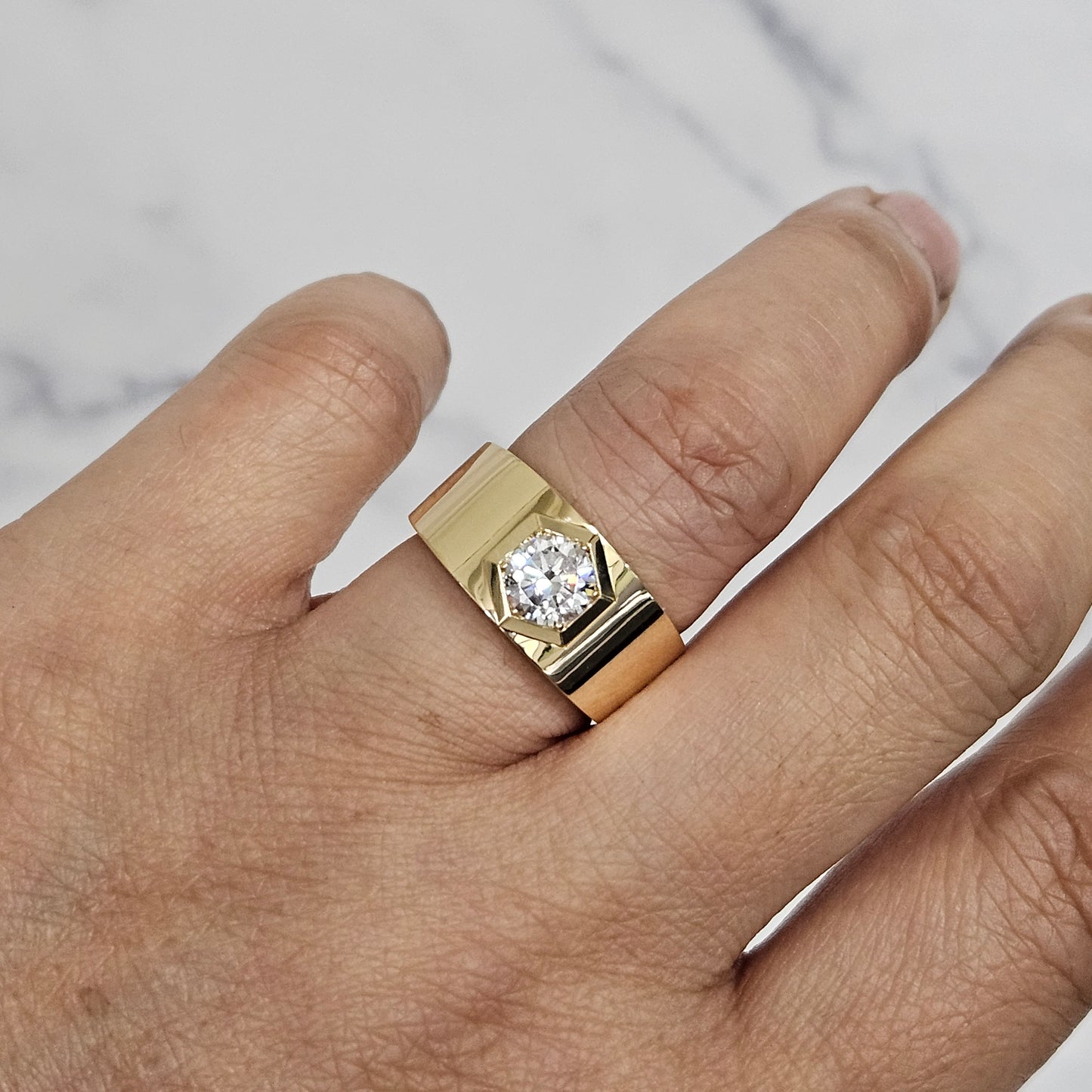 Solitaire 1.2ct Diamond Men's Ring/  Men's Lab Diamond Ring /14K,18K gold  Lab Diamond Wedding Ring/Anniversary gift