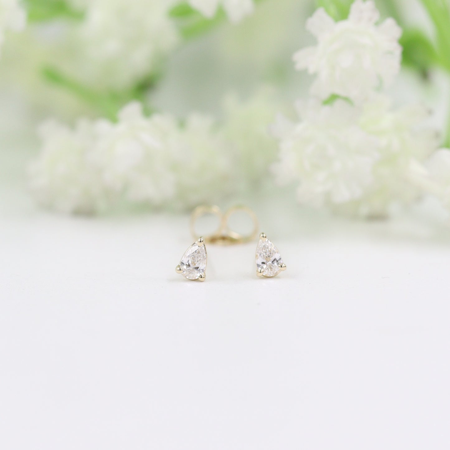 Solitaire Natural Pear Diamond Earring/Three Prong Set Pear Diamond Earrings/Solitaire Stud Earrings/Dainty Simple Earrings/Gifts for her