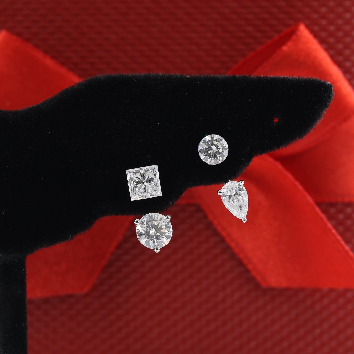 Solitaire Round Diamond Invisible Set Earring/Lab Diamond 0.3ct ~ 1ct Solitaire Single or Pair Earring /Minimalist Earring /Anniversary Gift