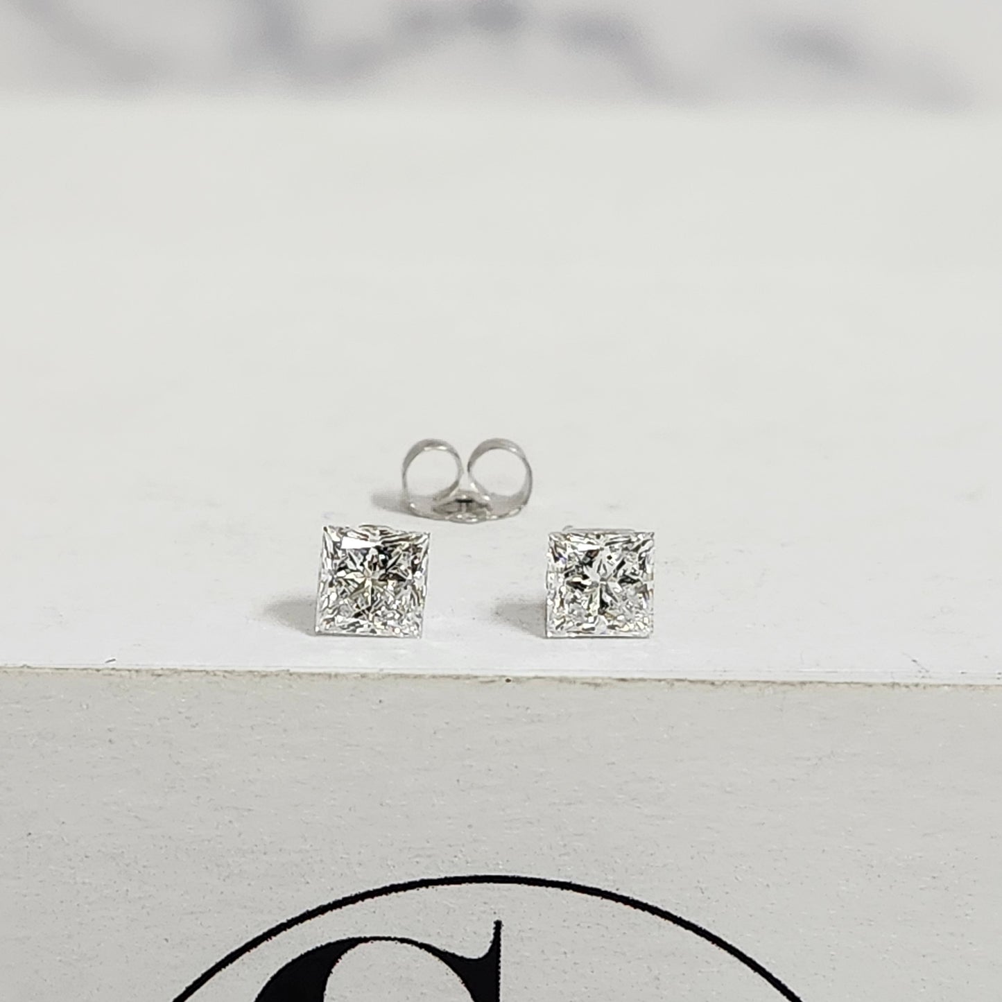 Solitaire Princess Cut Diamond Invisible Set Earring/Lab Diamond 1ct Solitaire Single or Pair Earring/ Minimalist Earring/Anniversary Gift