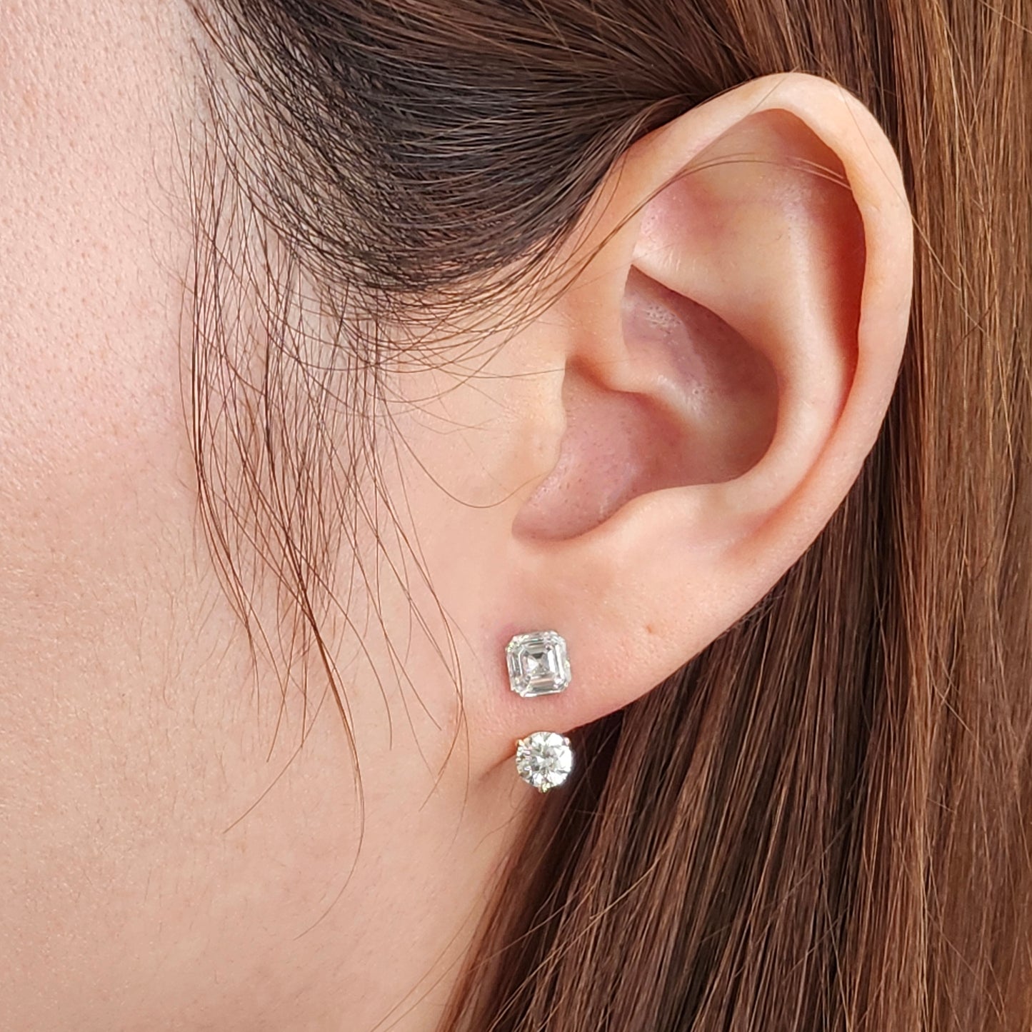 Solitaire Asscher Cut Lab Diamond Invisible Set Earring/ Diamond 1ct Solitaire Single or Pair Earring/ Minimalist Earring/Anniversary Gift