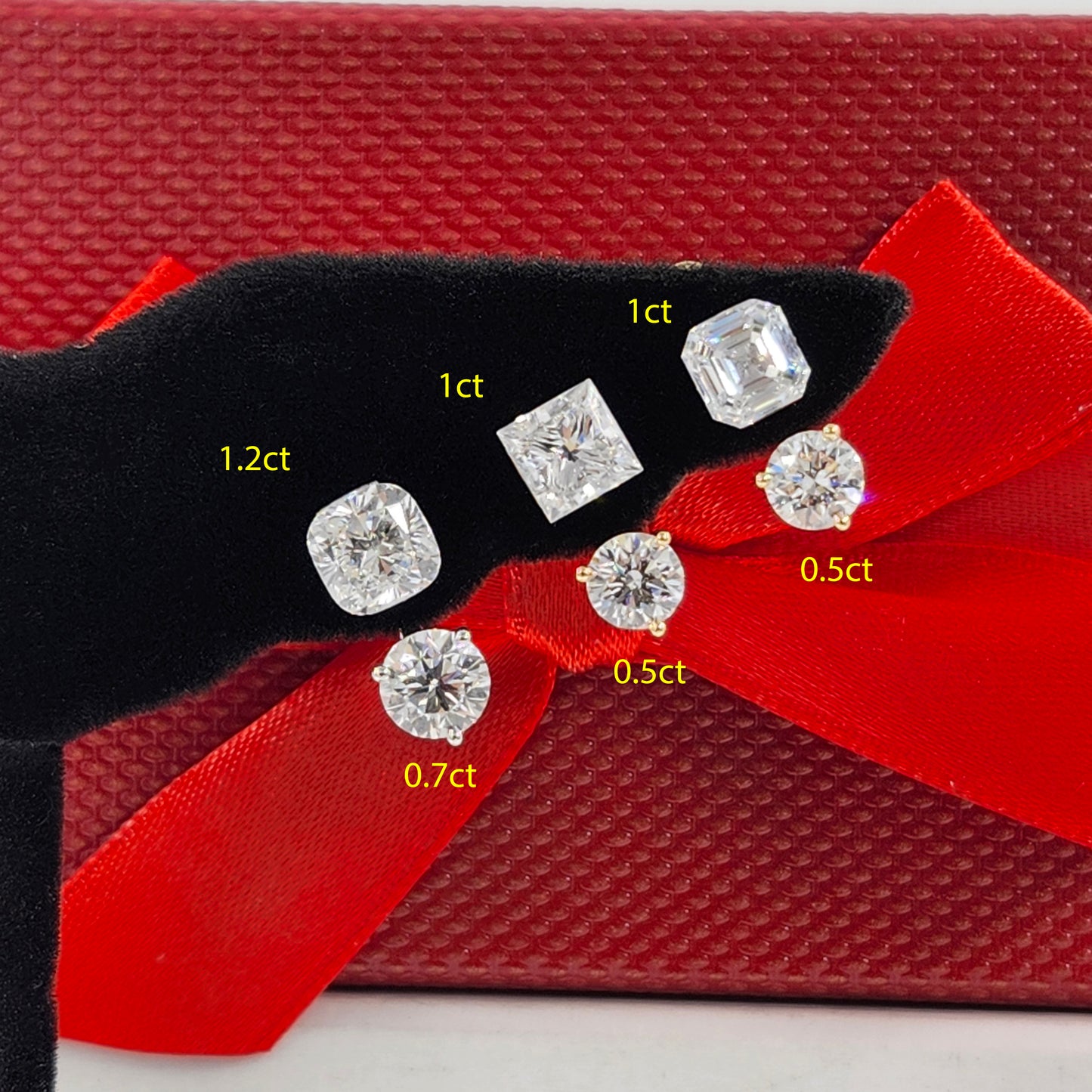 Solitaire Asscher Cut Lab Diamond Invisible Set Earring/ Diamond 1ct Solitaire Single or Pair Earring/ Minimalist Earring/Anniversary Gift