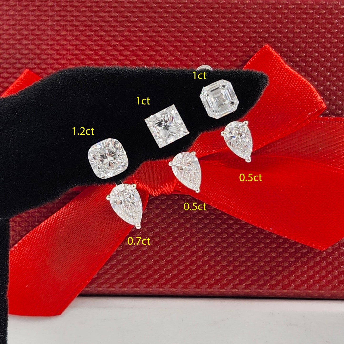 Solitaire Asscher Cut Lab Diamond Invisible Set Earring/ Diamond 1ct Solitaire Single or Pair Earring/ Minimalist Earring/Anniversary Gift