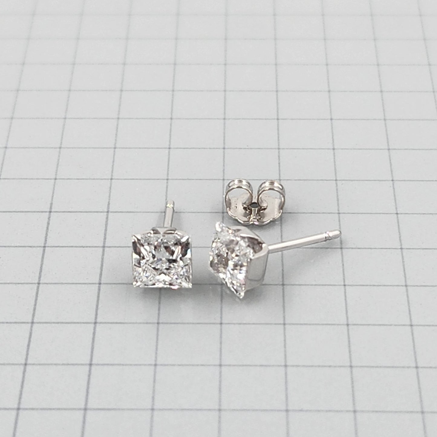 Solitaire Princess Cut Diamond Invisible Set Earring/Lab Diamond 1ct Solitaire Single or Pair Earring/ Minimalist Earring/Anniversary Gift